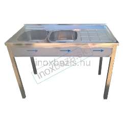 Umývací stôl s dvojdrezom pre domácnosti, s odkvapkávačom, priemer odtoku: 90 mm 1 200 x 500 mm